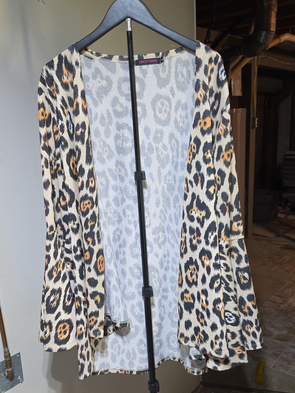 Crazy Train Leopard Print Open Cardigan - Black, Cream & Gold Accents